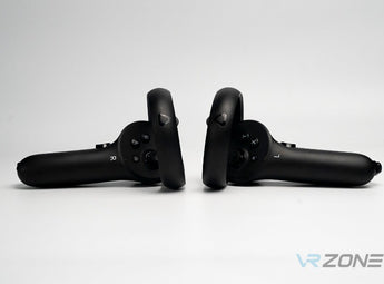 HTC Vive XR Elite controllers in a grey background for sale at VR Zone in Adelaide Australia