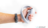 Man holding a magnetic hand strap for Pico 4 and other controllers in white background for sale at VR Zone in Adelaide Australia