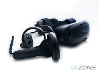 HTC VIVE Focus 3 headset and controllers in a white background for sale at VR Zone in Adelaide Australia