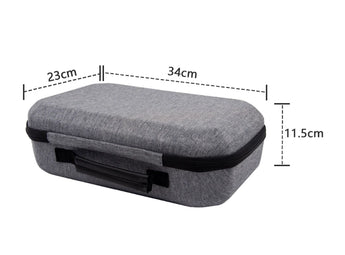 Meta Quest 3 grey carry case with measurements in a white background for sale at VR Zone in Adelaide Australia